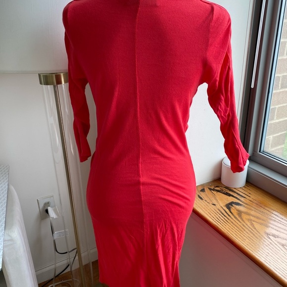 Red Azzaro Dress Fitted Crystals Ruched Plunging M - Picture 10 of 10